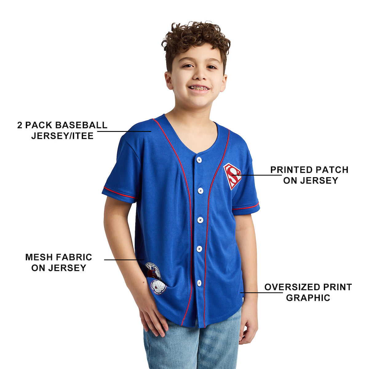 Superman 1938 2-Pack Button-down Shirt and Crew Neck Short Sleeve T-shirt Set