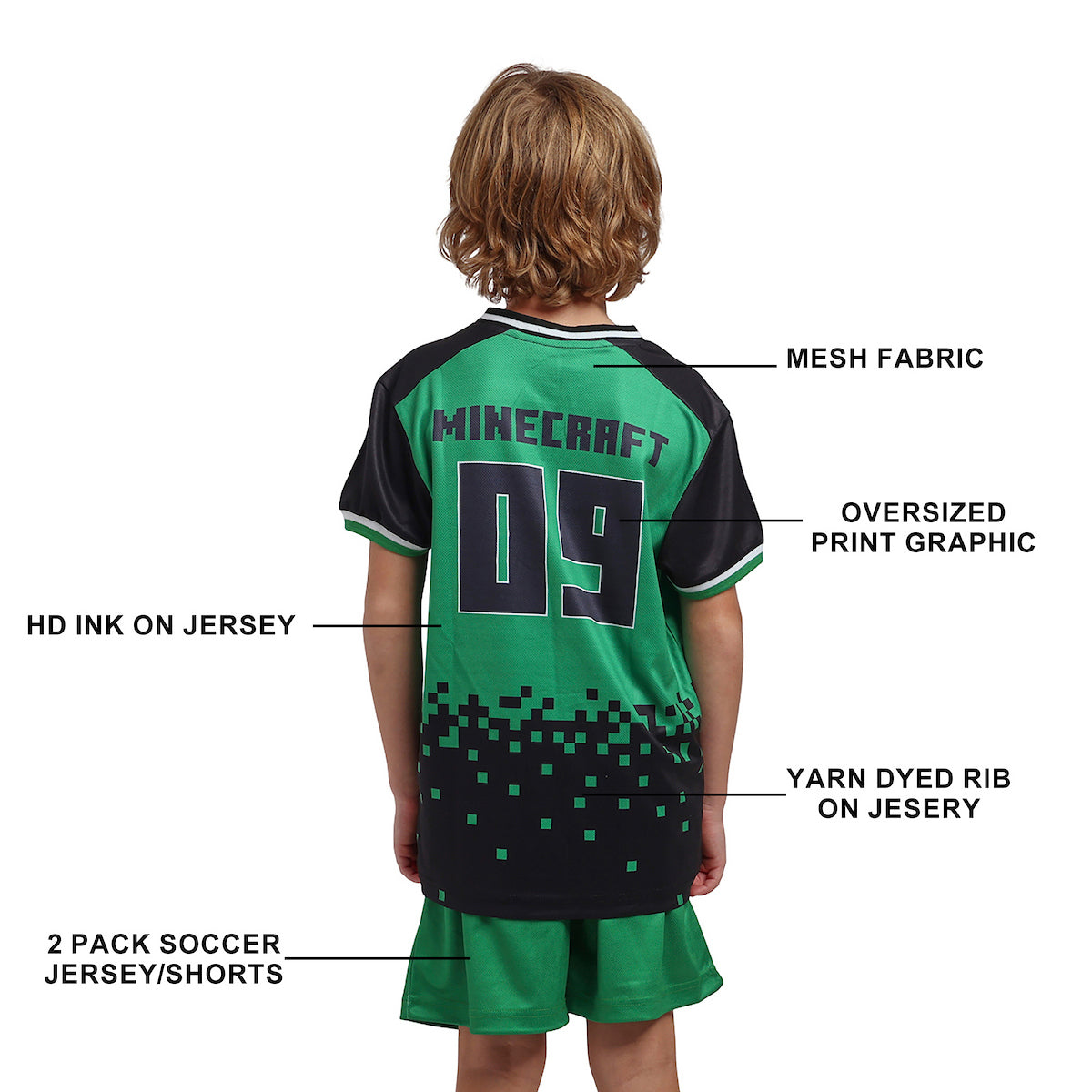 Minecraft Creeper 09 Boy's 2-Pack Soccer Jersey & Shorts Combo Set