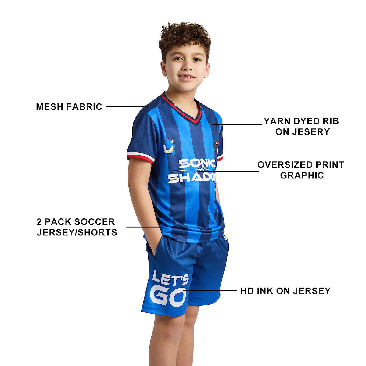Sonic The Hedgehog Sonic & Shadow Boy's 2-Pack Soccer Jersey & Shorts Combo Set