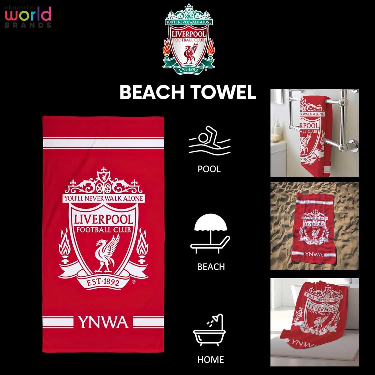 Liverpool FC Character World Official Towel (30 x 60 Inches)