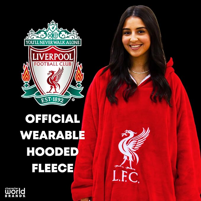 Liverpool FC LFC Redout Adult Red Long Sleeve Wearable Hooded Blanket