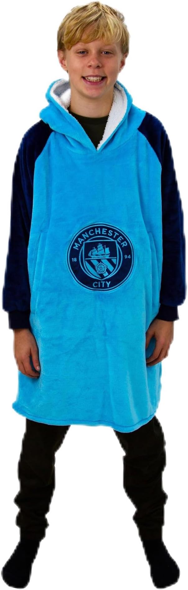 Manchester City FC Hugzee Oversized Wearable Hoodie Blanket (30 Inches)