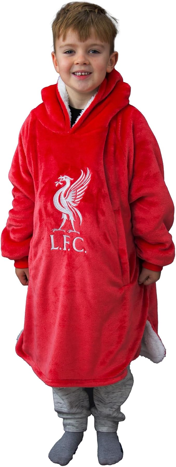 Liverpool FC LFC Redout Adult Red Long Sleeve Wearable Hooded Blanket
