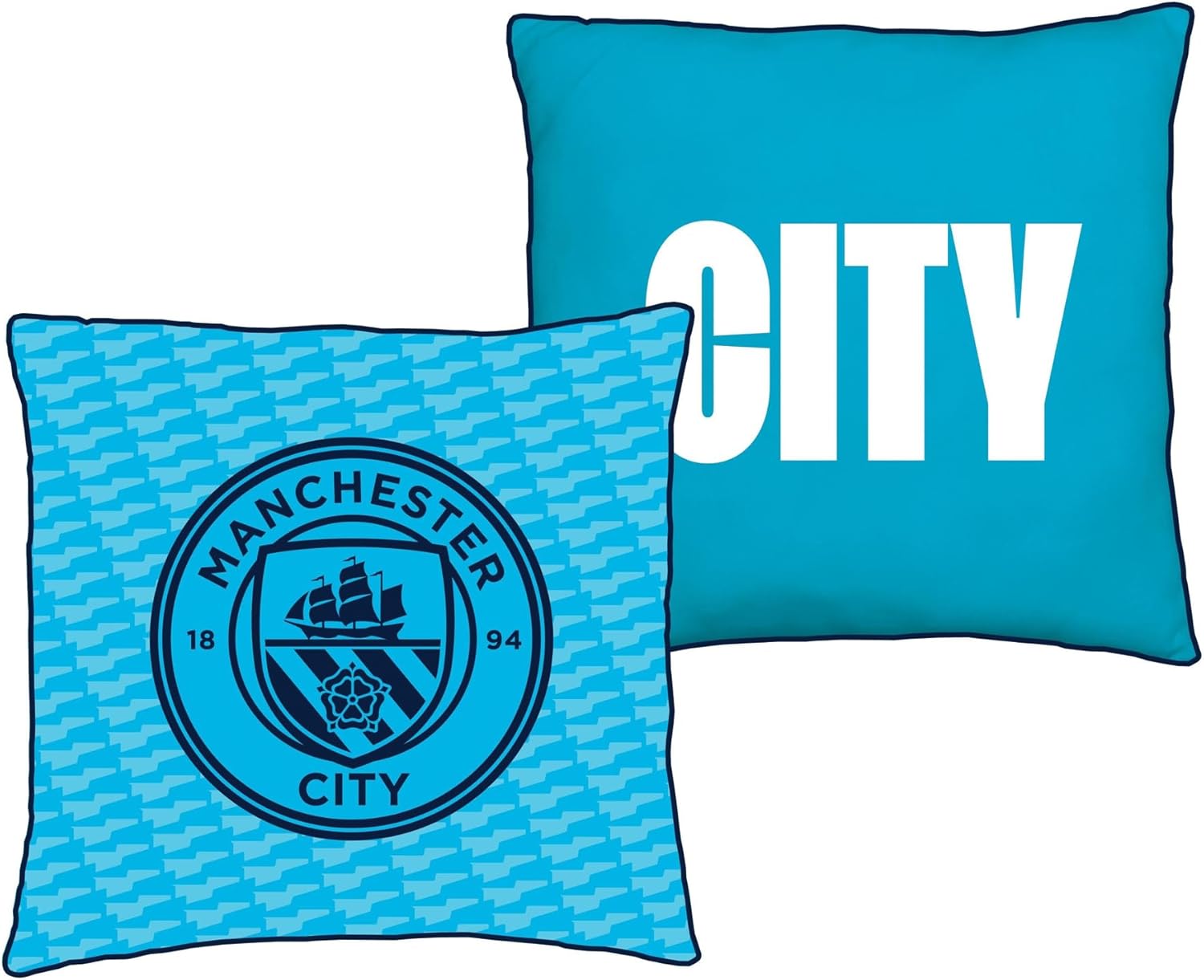 Manchester City FC Character World Official Blue Reversible 2 Sided Cushion (16 x 16 Inches)