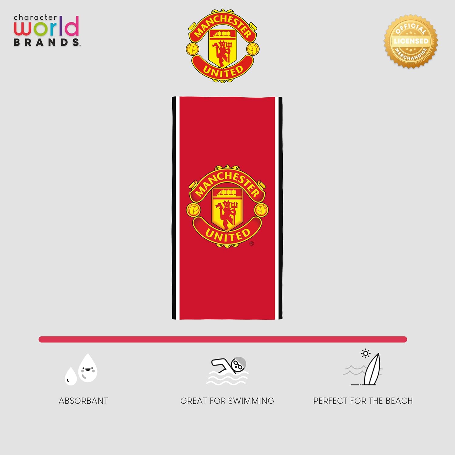 Manchester United FC Official Soccer Club Design Towel (30 x 60 Inches)