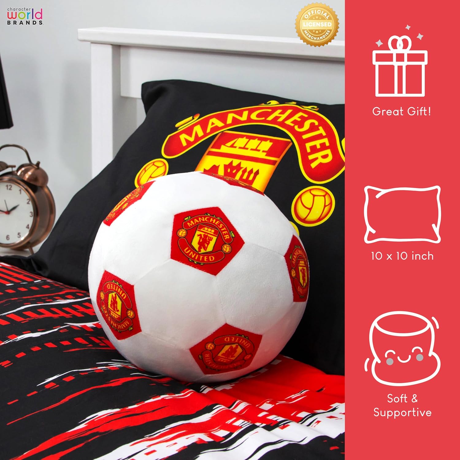 Manchester United FC 3D Fluffy Stuffed Toy Soccer Ball Cushion