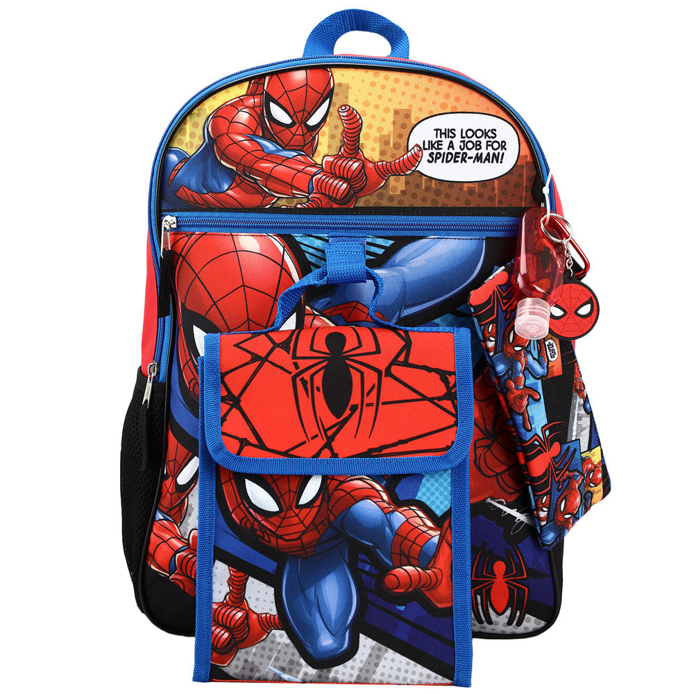 Marvel Spiderman Backpack Accessories 5 Piece Value Set for Boys
