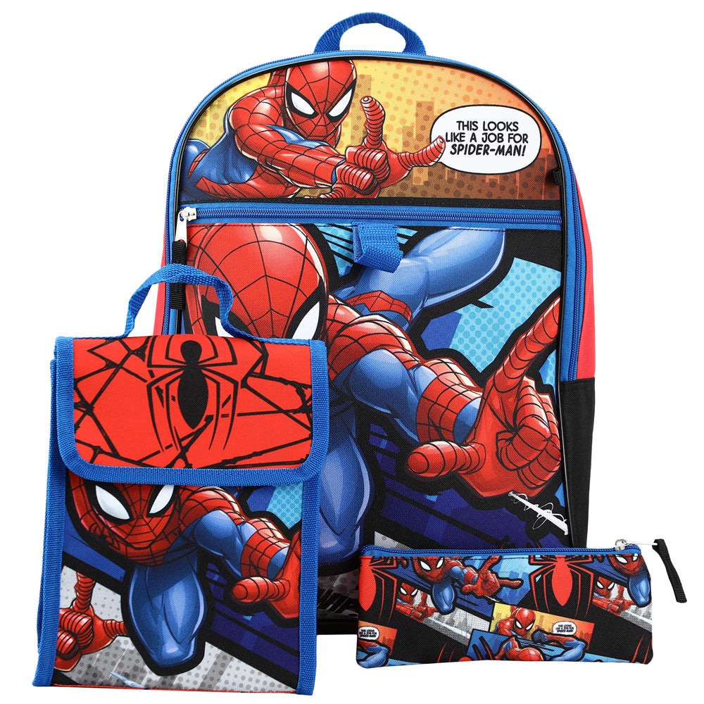 Marvel Spiderman Backpack Accessories 5 Piece Value Set for Boys