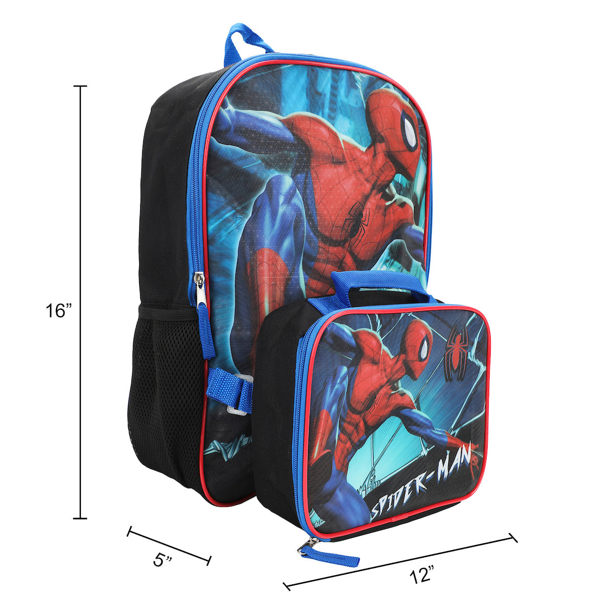 Marvel Spider-Man Superhero 2-Pc Kids Backpack and Lunch box Set for boys