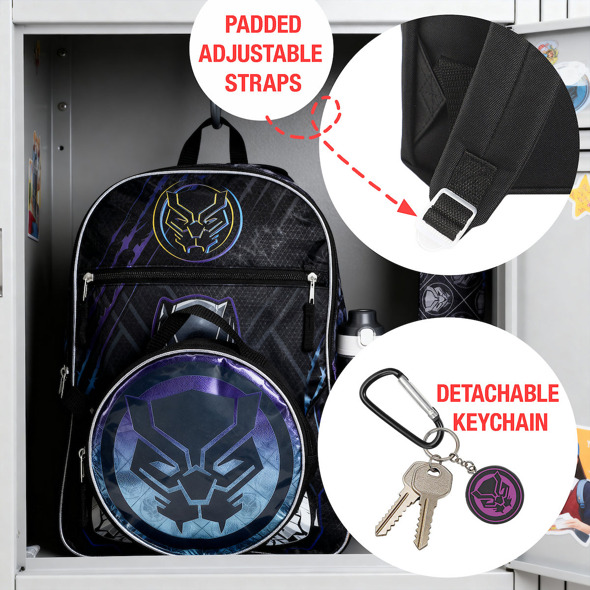 Marvel Comics Black Panther 5-Piece Backpack Set