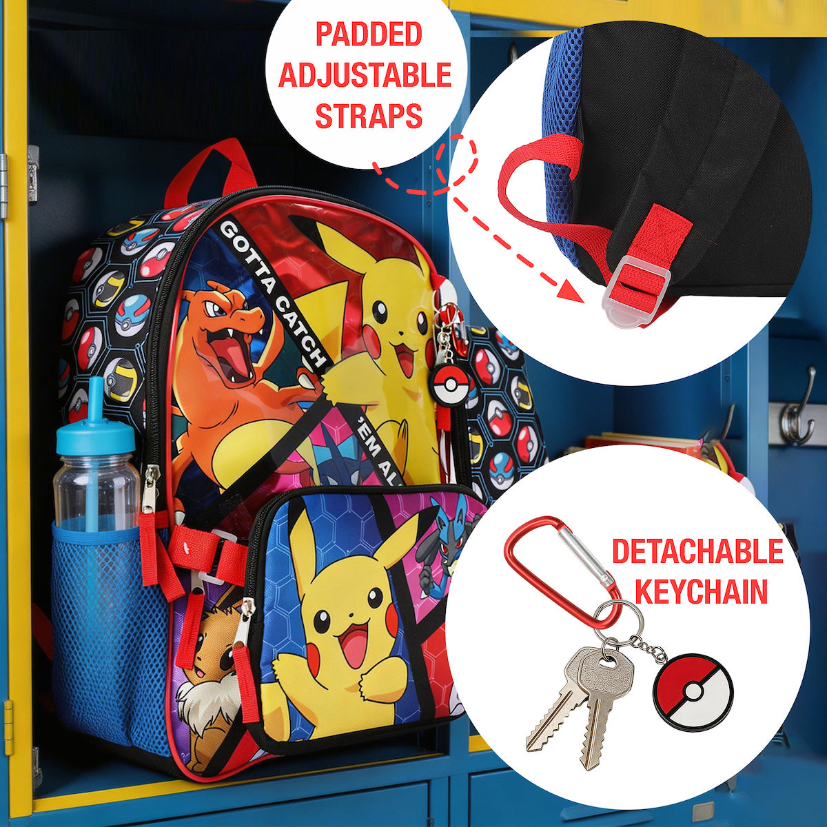 Pokemon Trainer Gotta Catch 'Em All Youth 5-Piece Backpack Set