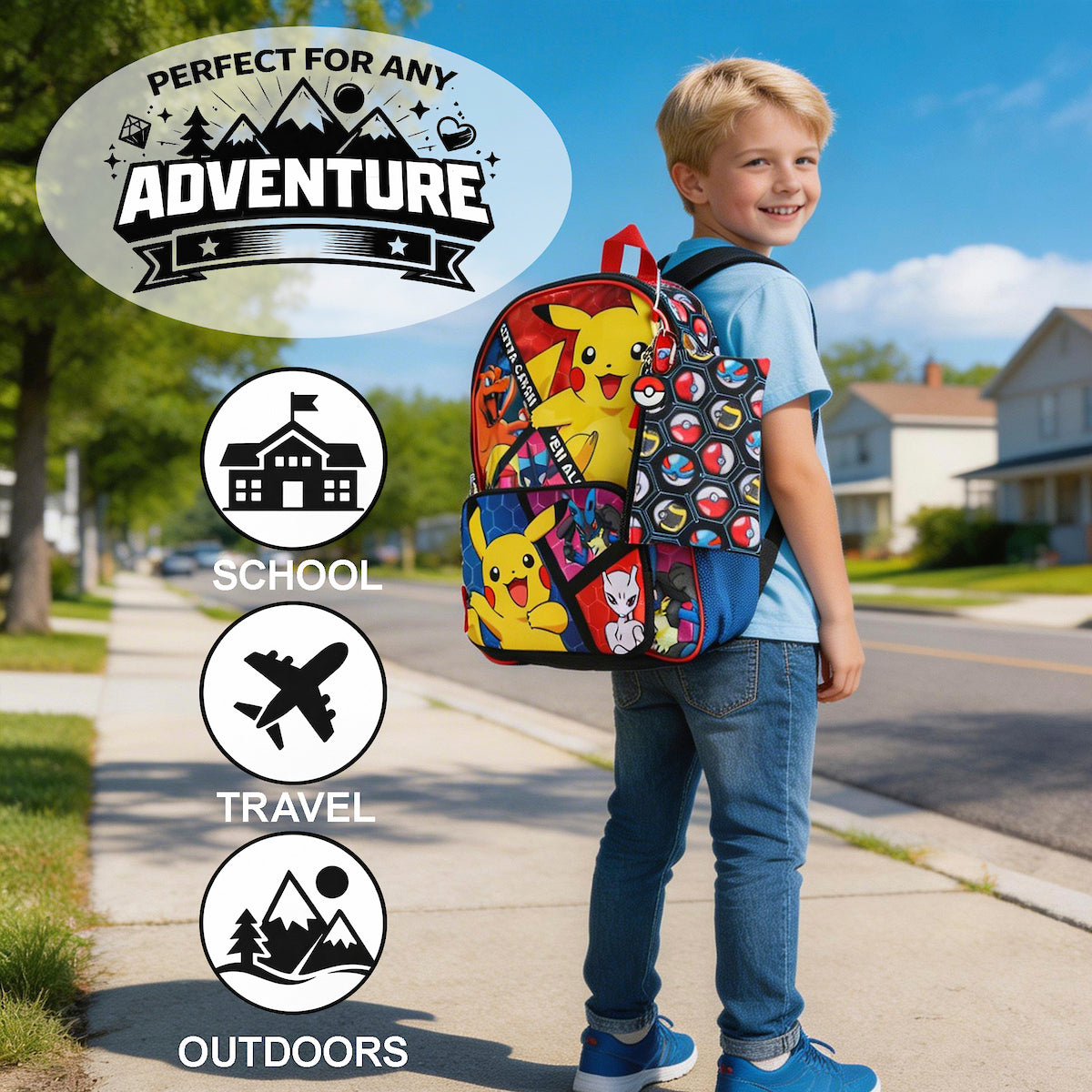 Pokemon Trainer Gotta Catch 'Em All Youth 5-Piece Backpack Set