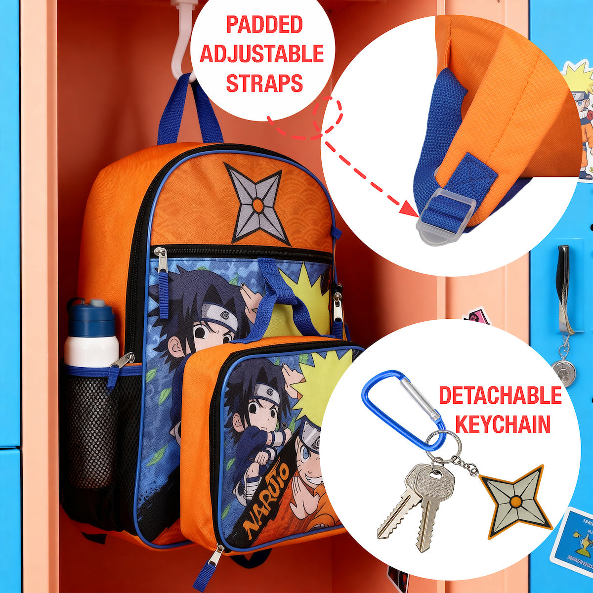 Naruto Classic Sasuke Vs Naruto 16 Youth 5-Piece Backpack Set