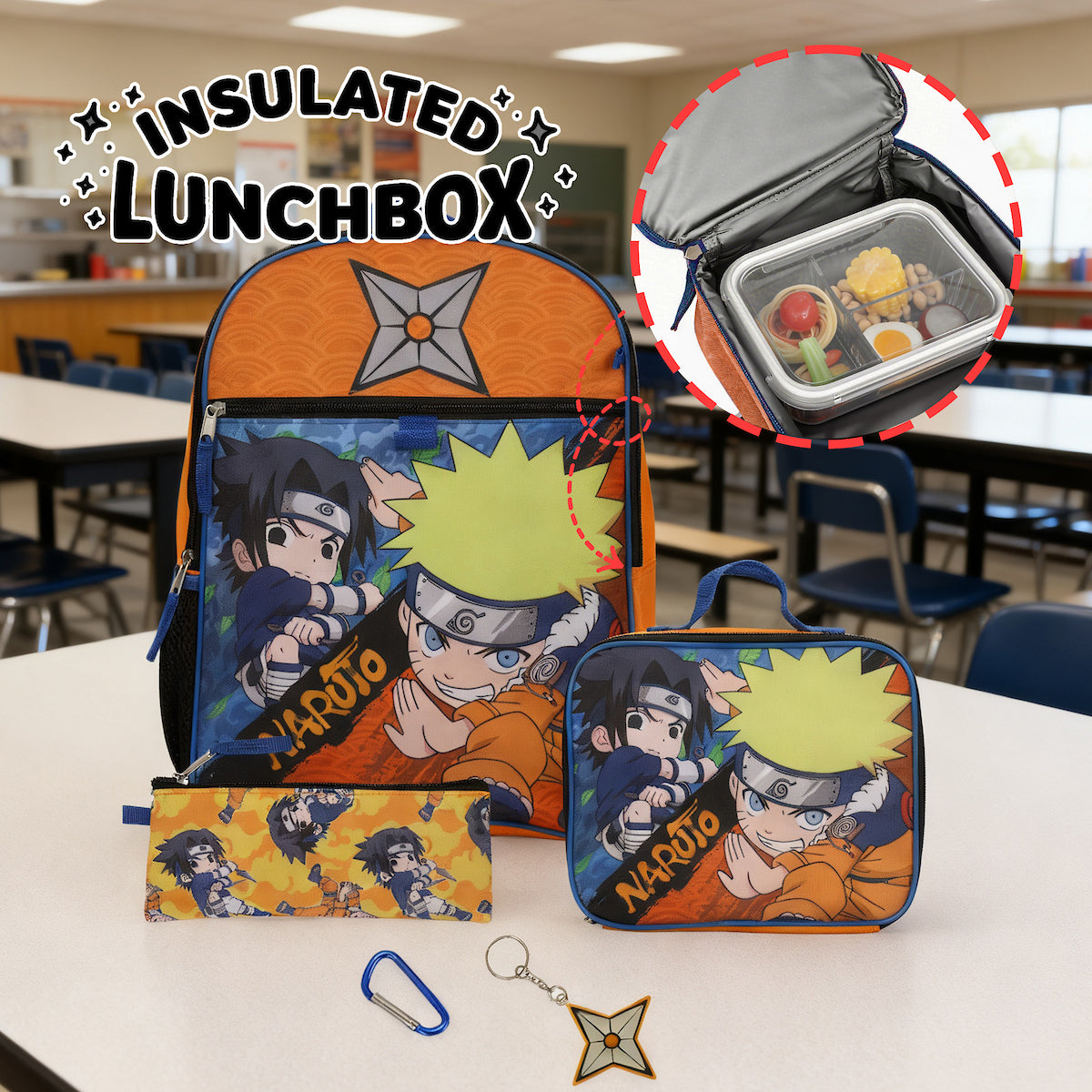 Naruto Classic Sasuke Vs Naruto 16 Youth 5-Piece Backpack Set