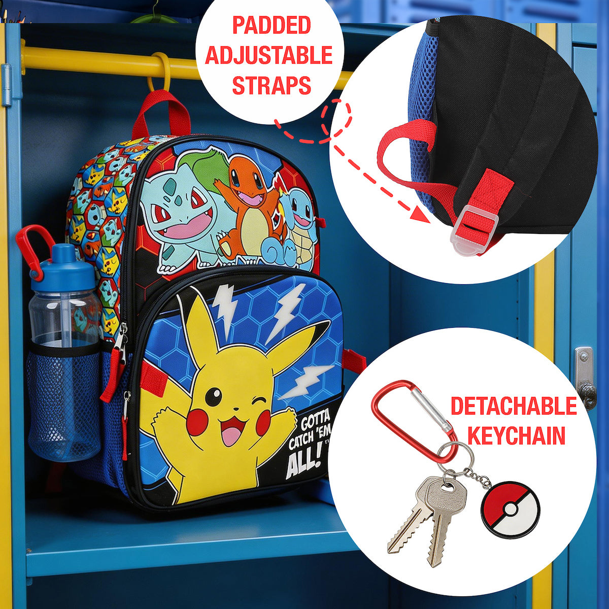 Pokemon Poke Balls & Character Print 5-Piece 16" Backpack Set for Boys