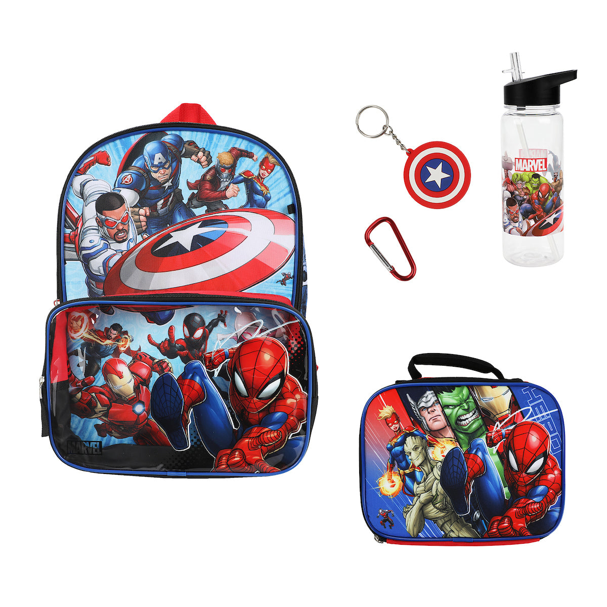 Marvel Multiverse 5-Piece 16" Backpack & Lunchbox Set With Water Bottle