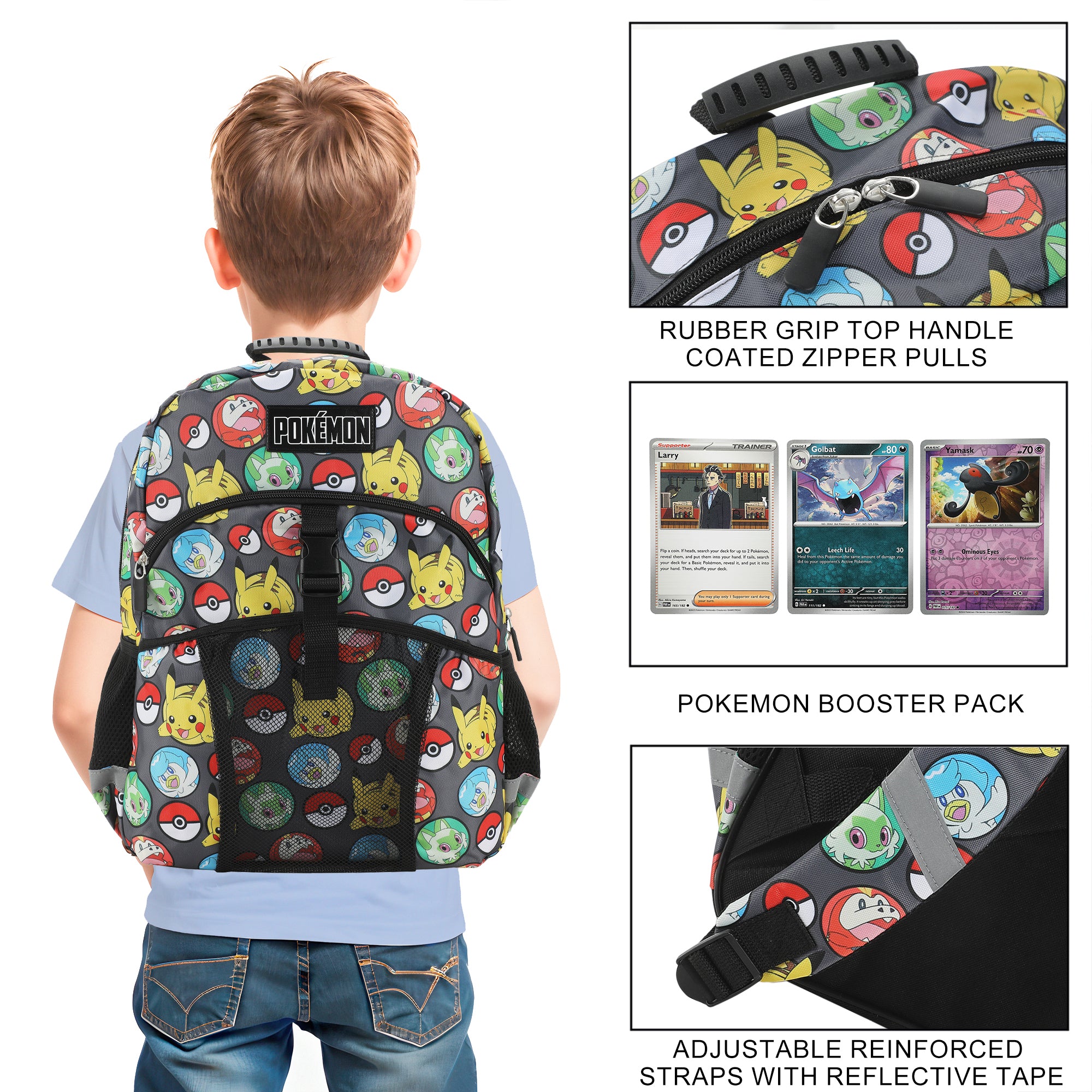 Pokemon All-Over Print 2-Piece 16" Premium Backpack & Utility Case Set For School And Travel for boys
