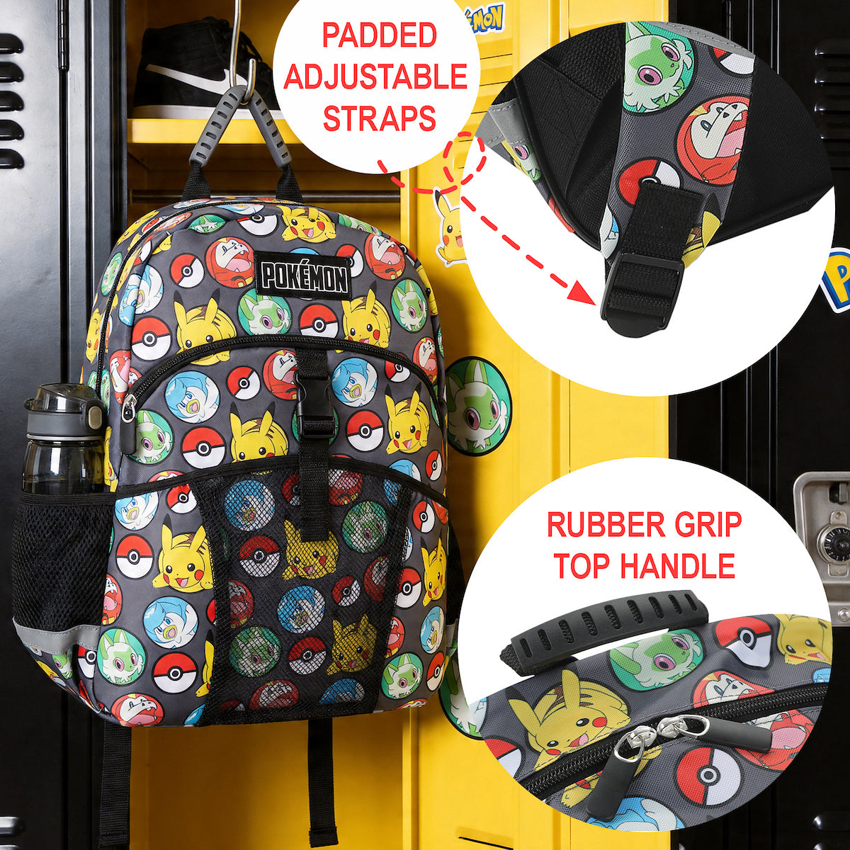 Pokemon All-Over Print 2-Piece 16" Premium Backpack & Utility Case Set For School And Travel for boys