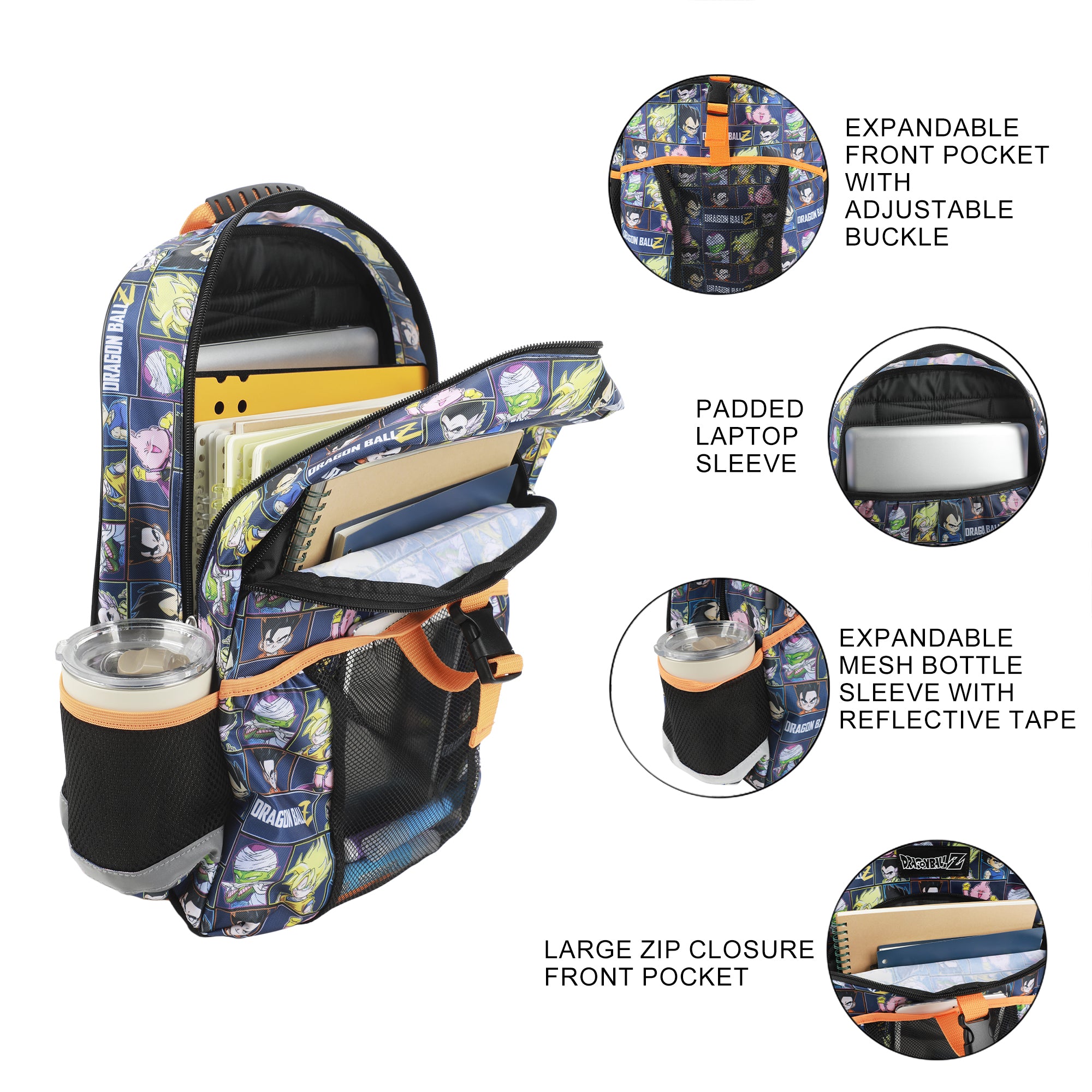 Dragon Ball Z Super Saiyan 2-Piece 16" Premium Backpack & Lunch Kit Set