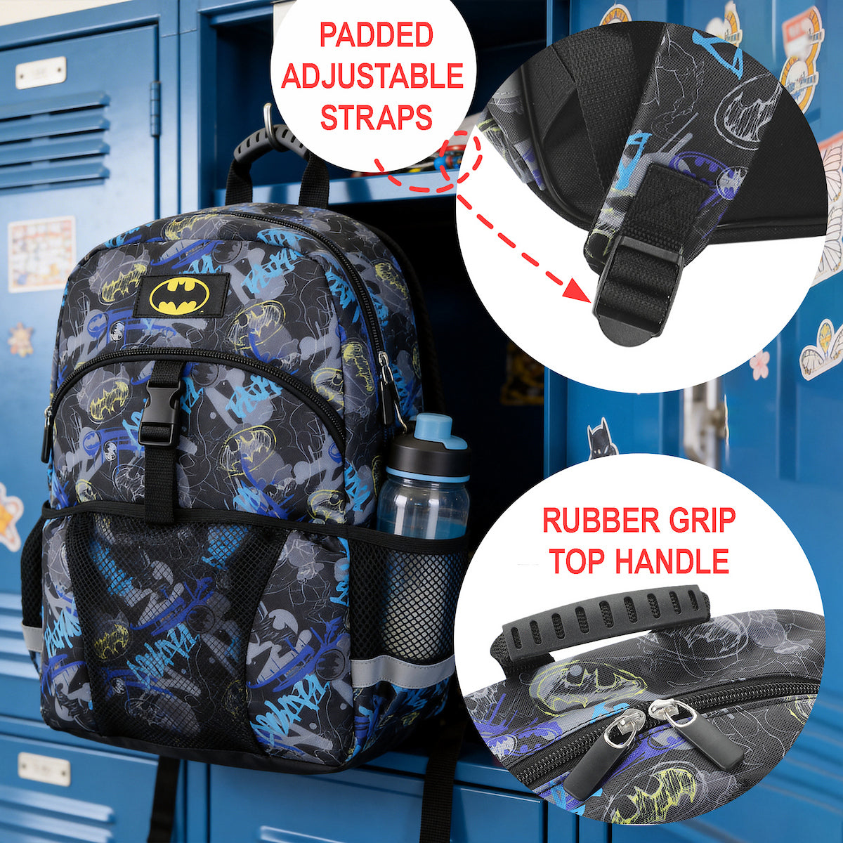 Batman 2-Piece 16" Premium Backpack & Lunch Kit Set for boys