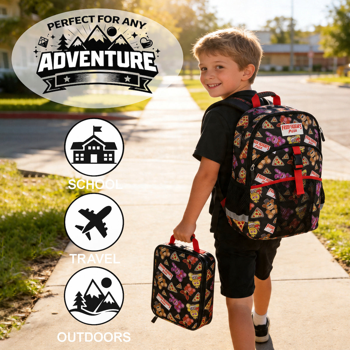 Five Nights at Freddy's 2-Piece 16" Youth Premium Backpack & Lunch Kit Set For School Boys And Girls