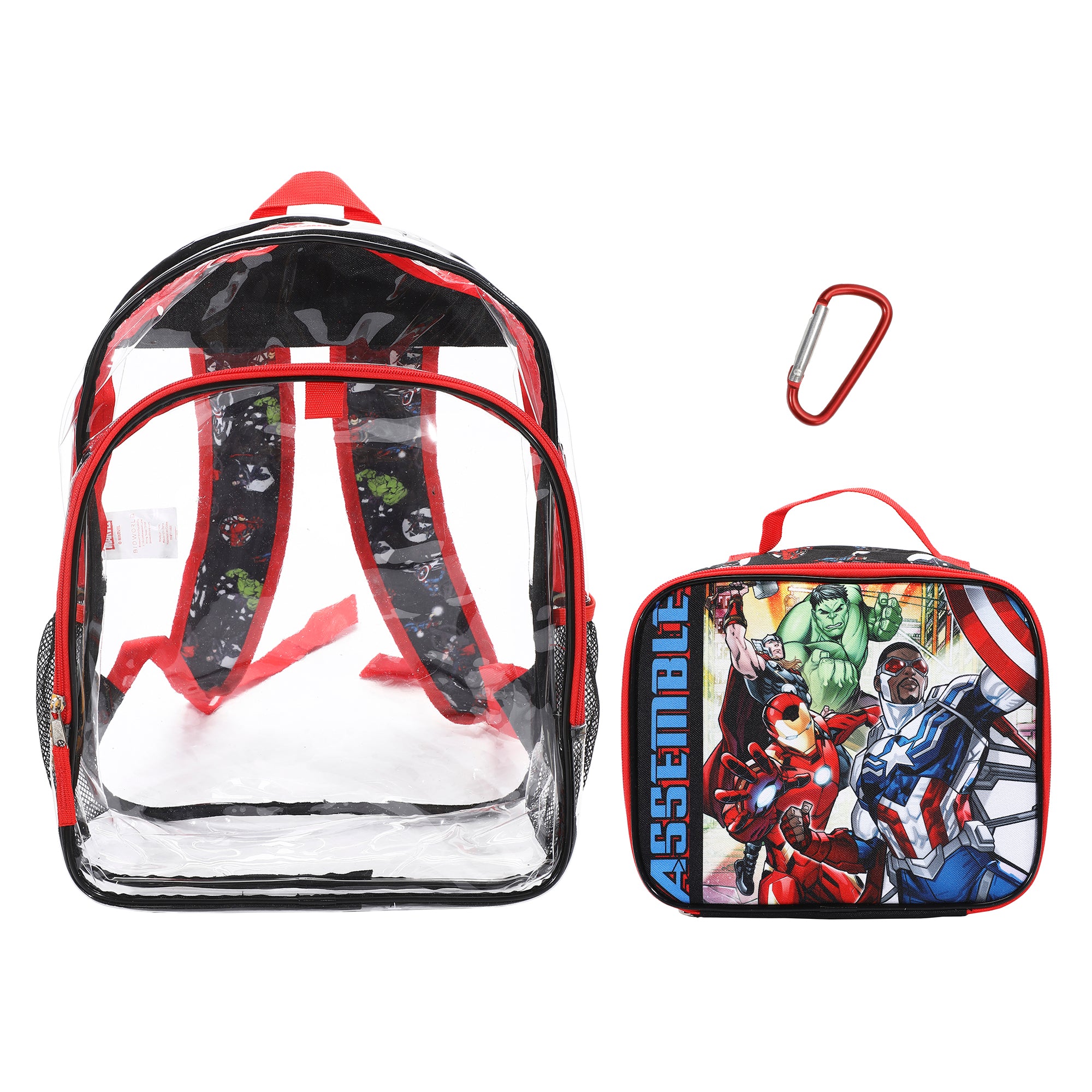 Marvel's Avengers Classic 2-Piece 16" Kids Clear Backpack & Lunch Box Set For School And Travel