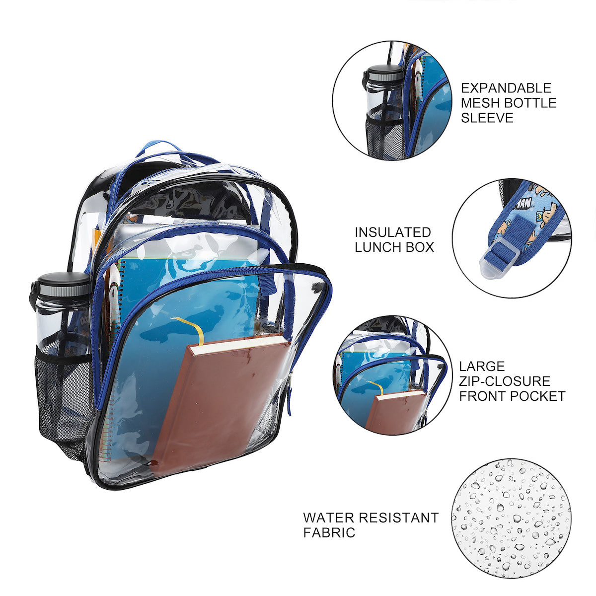 Dog Man 2-Piece 16" Kids Clear Backpack & Lunch Box Set For School And Travel