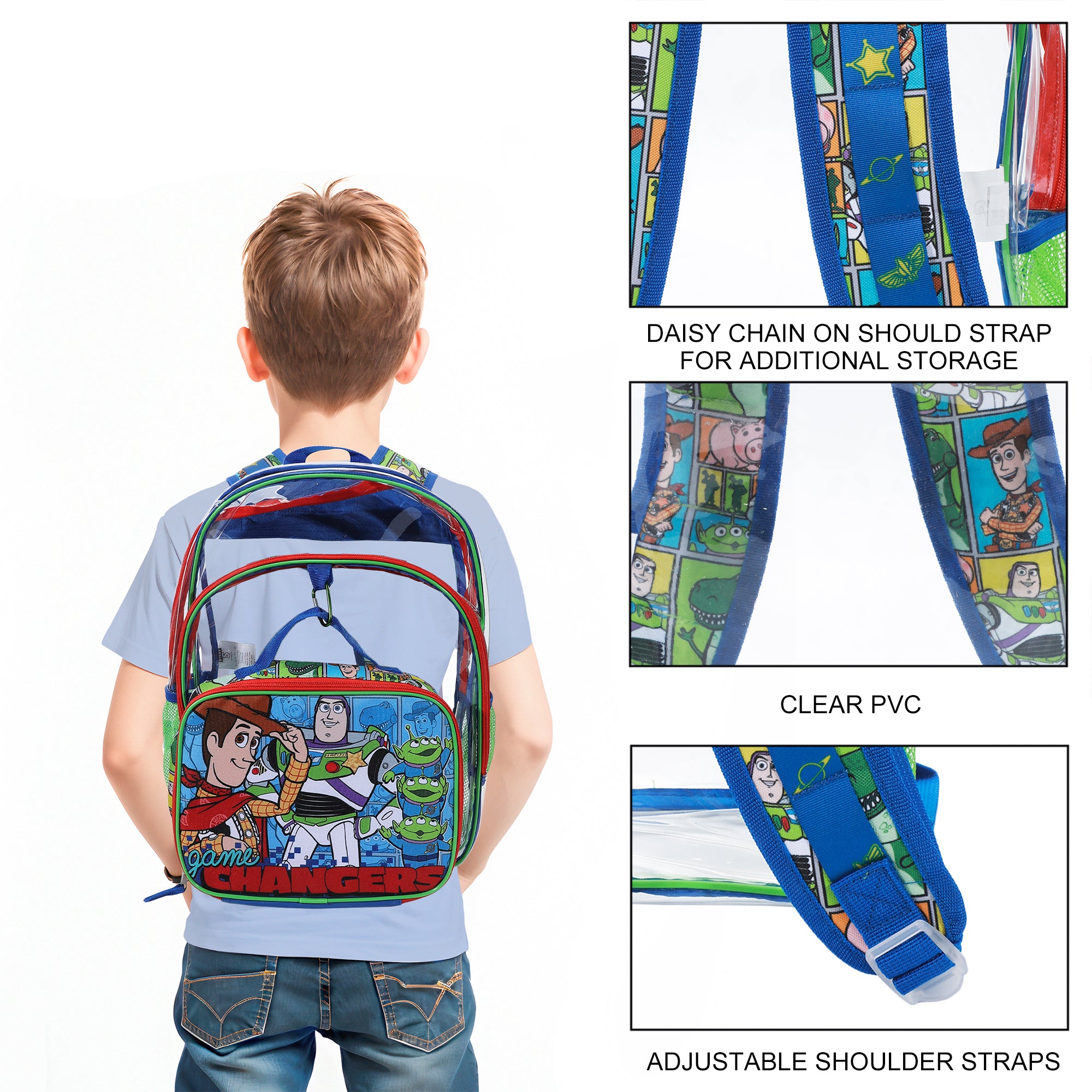 Toy Story "Changers" 2-Piece 16" Kids Clear Backpack & Lunch Box Set For School And Travel