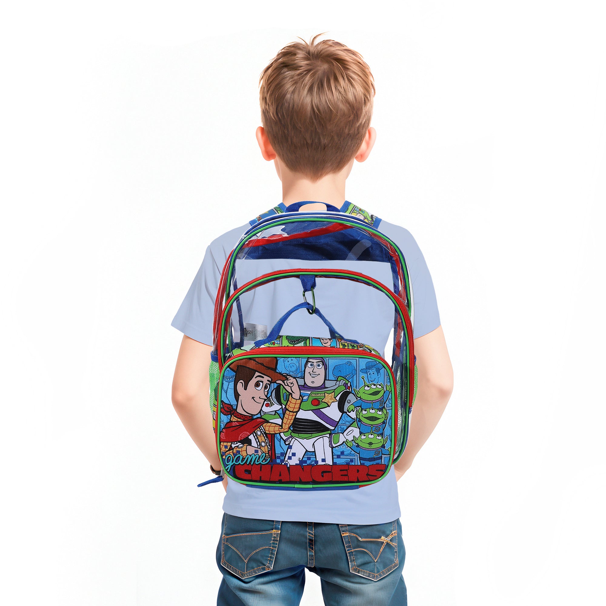 Toy Story "Changers" 2-Piece 16" Kids Clear Backpack & Lunch Box Set For School And Travel