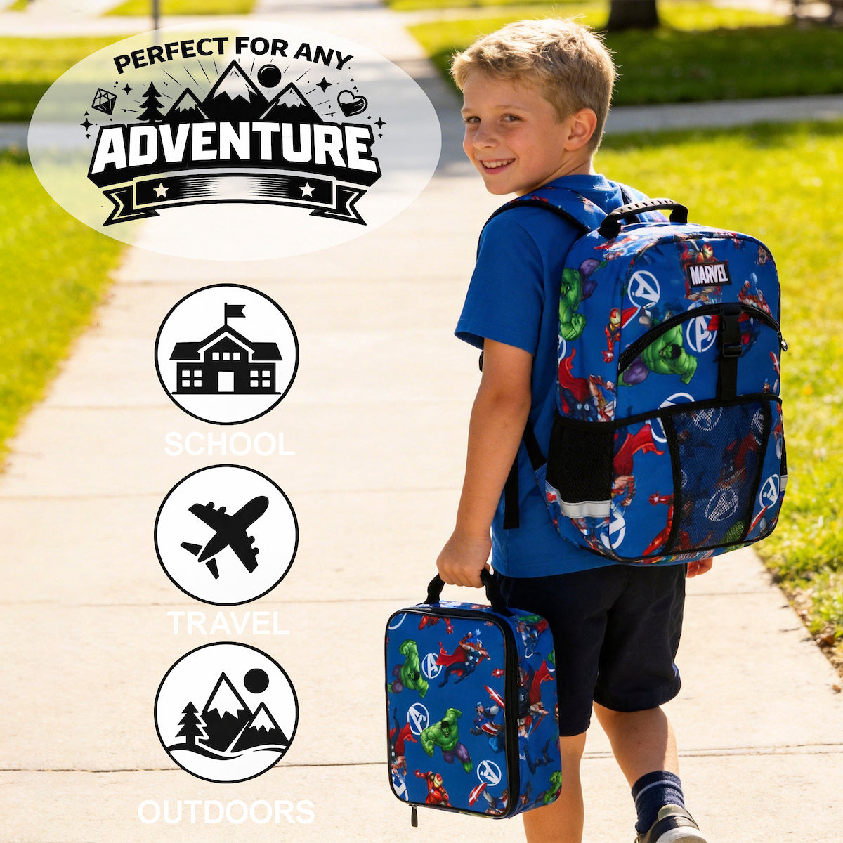 Marvel's Avengers Classic 2-Piece 16" Kids Backpack & Lunch Box Set For School And Travel