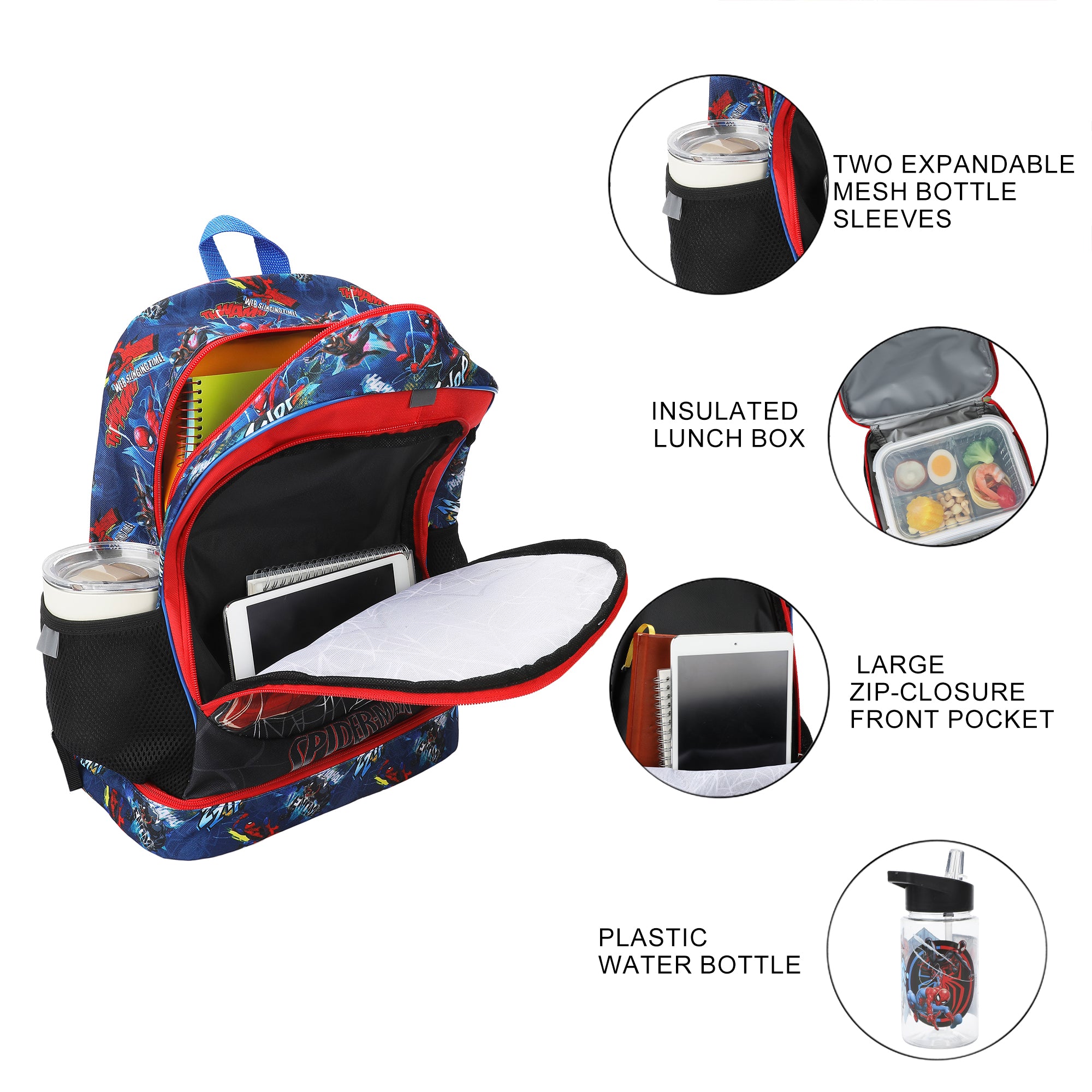 Spider-Man Classic 3-Piece 17" Toddler Backpack & Lunchbox Set With Water Bottle