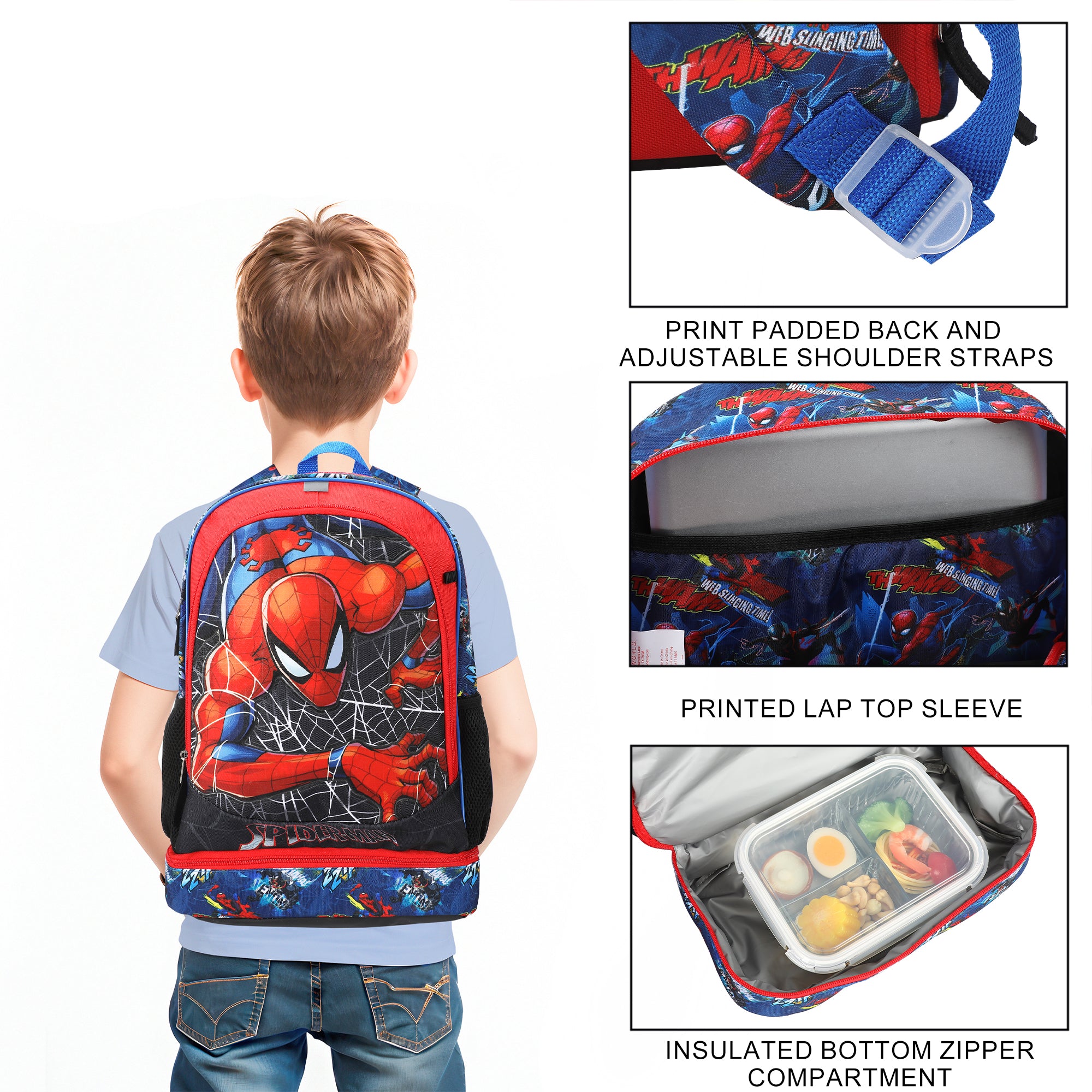 Spider-Man Classic 3-Piece 17" Toddler Backpack & Lunchbox Set With Water Bottle