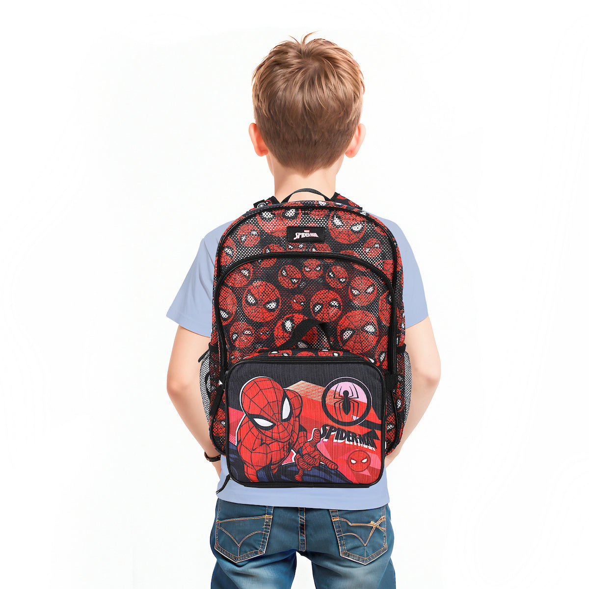 Spider-Man Classic Printed Mesh 16" Youth Backpack with Lunch Kit