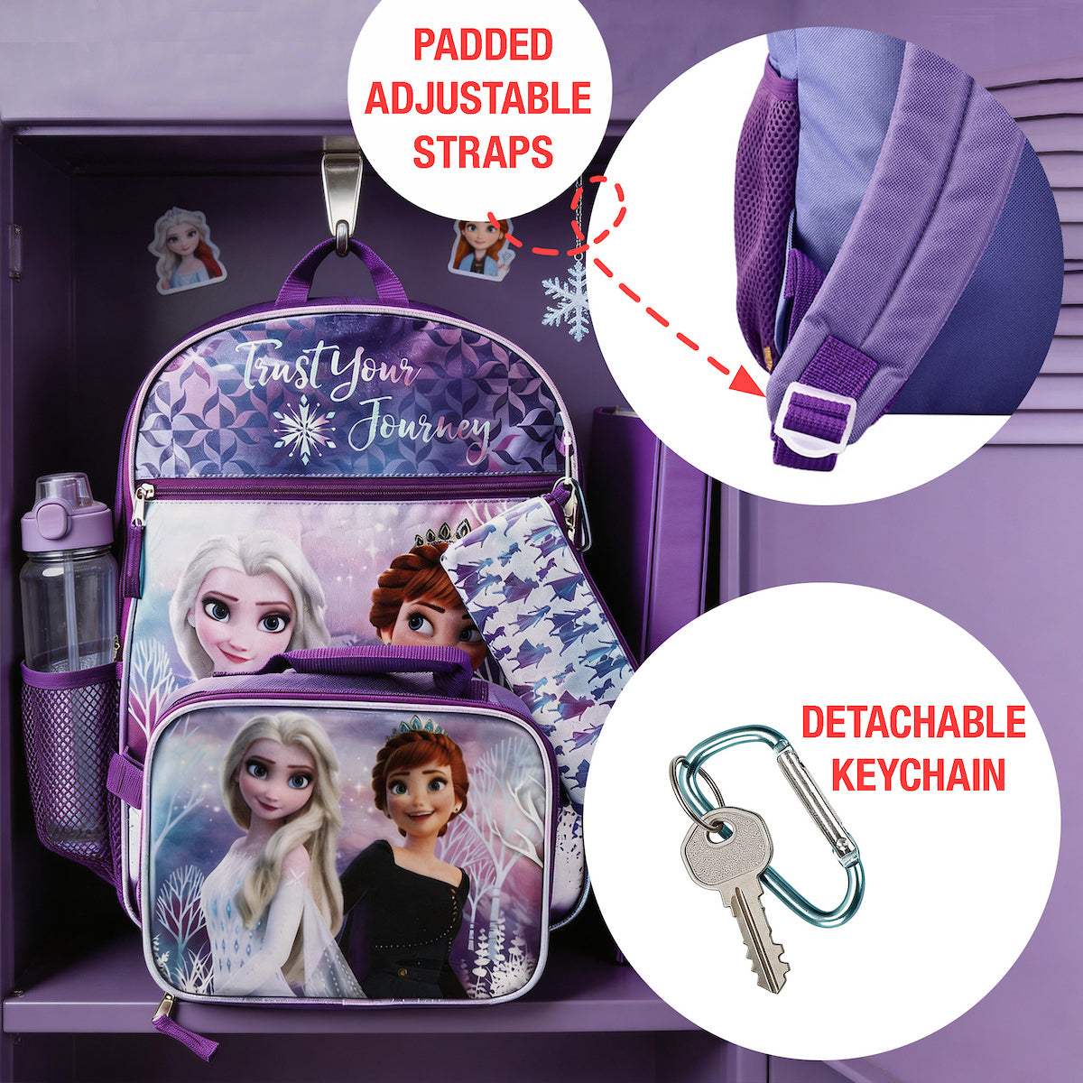Frozen 16 inch Backpack 4-piece Set with lunch box for girls