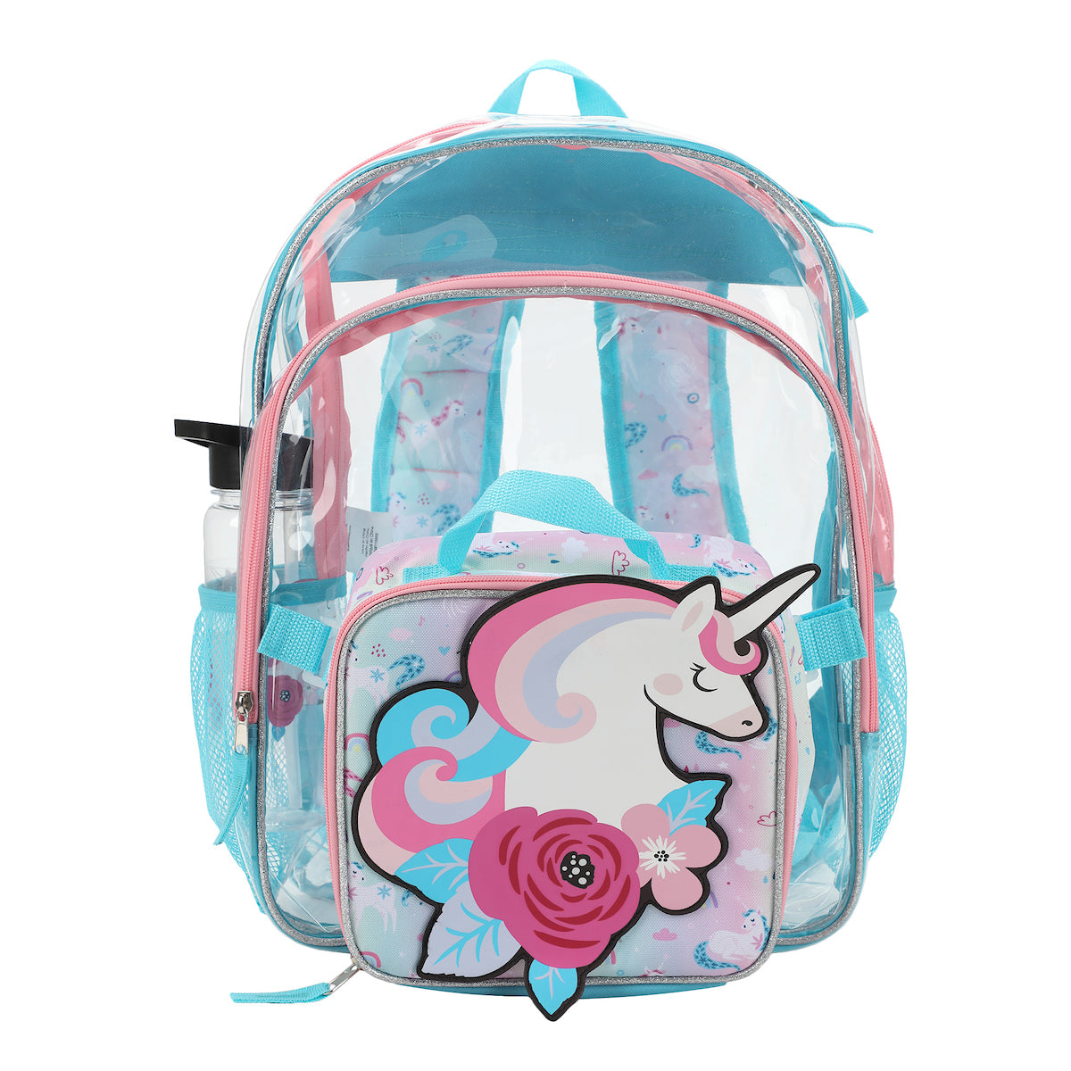 Floral Unicorn 3-Piece Backpack & Lunchbox Set With Water Bottle