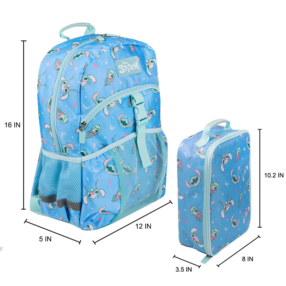 Disney's Stitch 2-Piece 16" Premium Youth Backpack & Lunch Kit Set For Girls