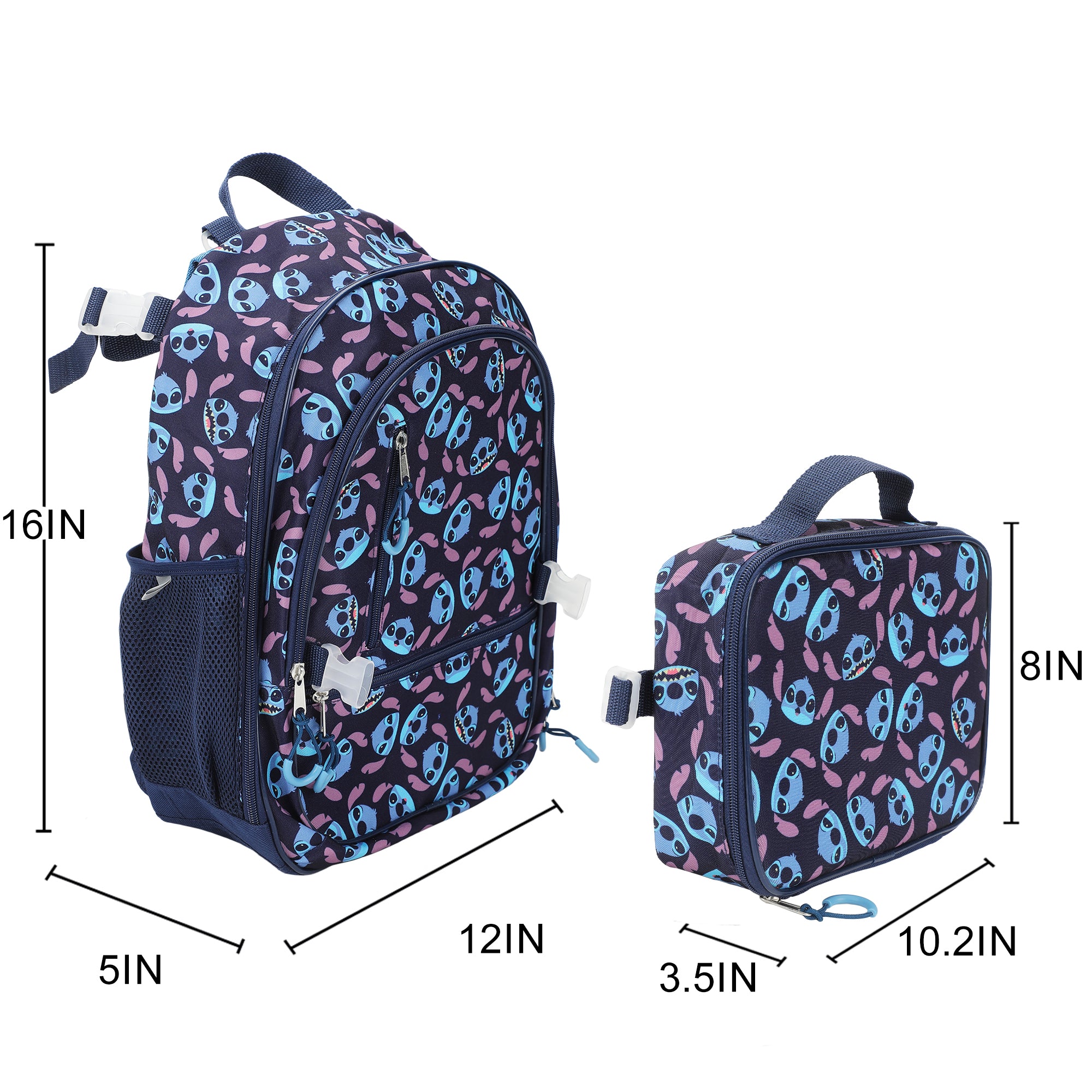 Disney's Stitch 16" Adaptive 4-Piece Backpack & Lunch Box Combo Set