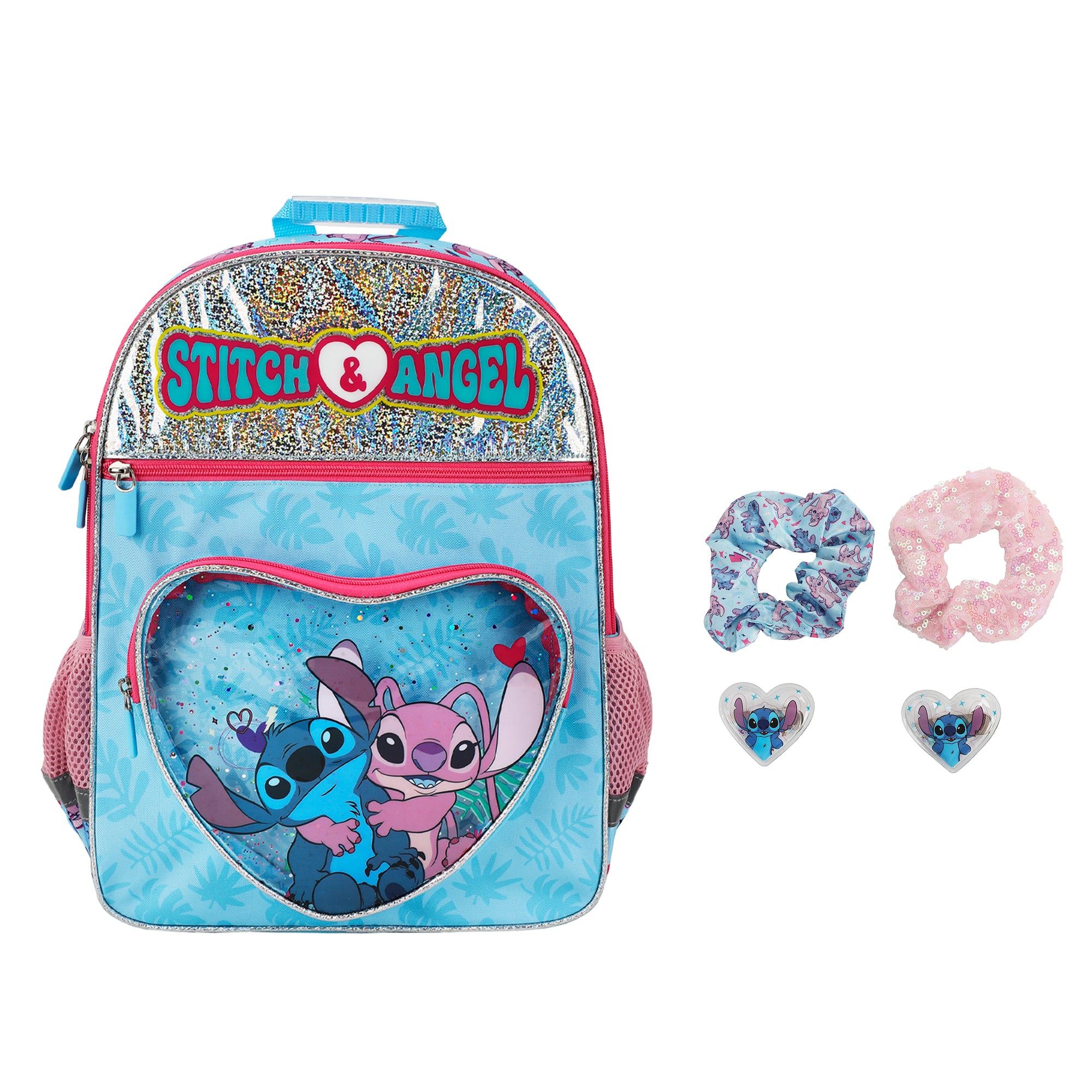 Disney's Stitch and Angel 5-Piece 16" Backpack & Hair Care Value Set