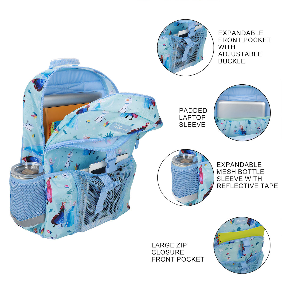 Frozen Elsa and Anna 2-Piece 16" Kids Backpack & Lunch Box Set For School And Travel