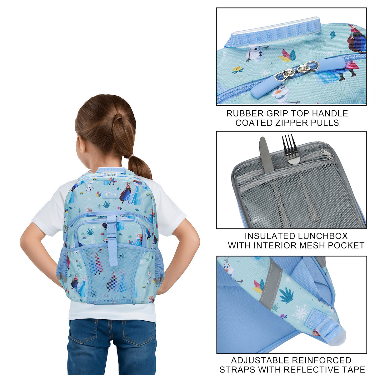 Frozen Elsa and Anna 2-Piece 16" Kids Backpack & Lunch Box Set For School And Travel