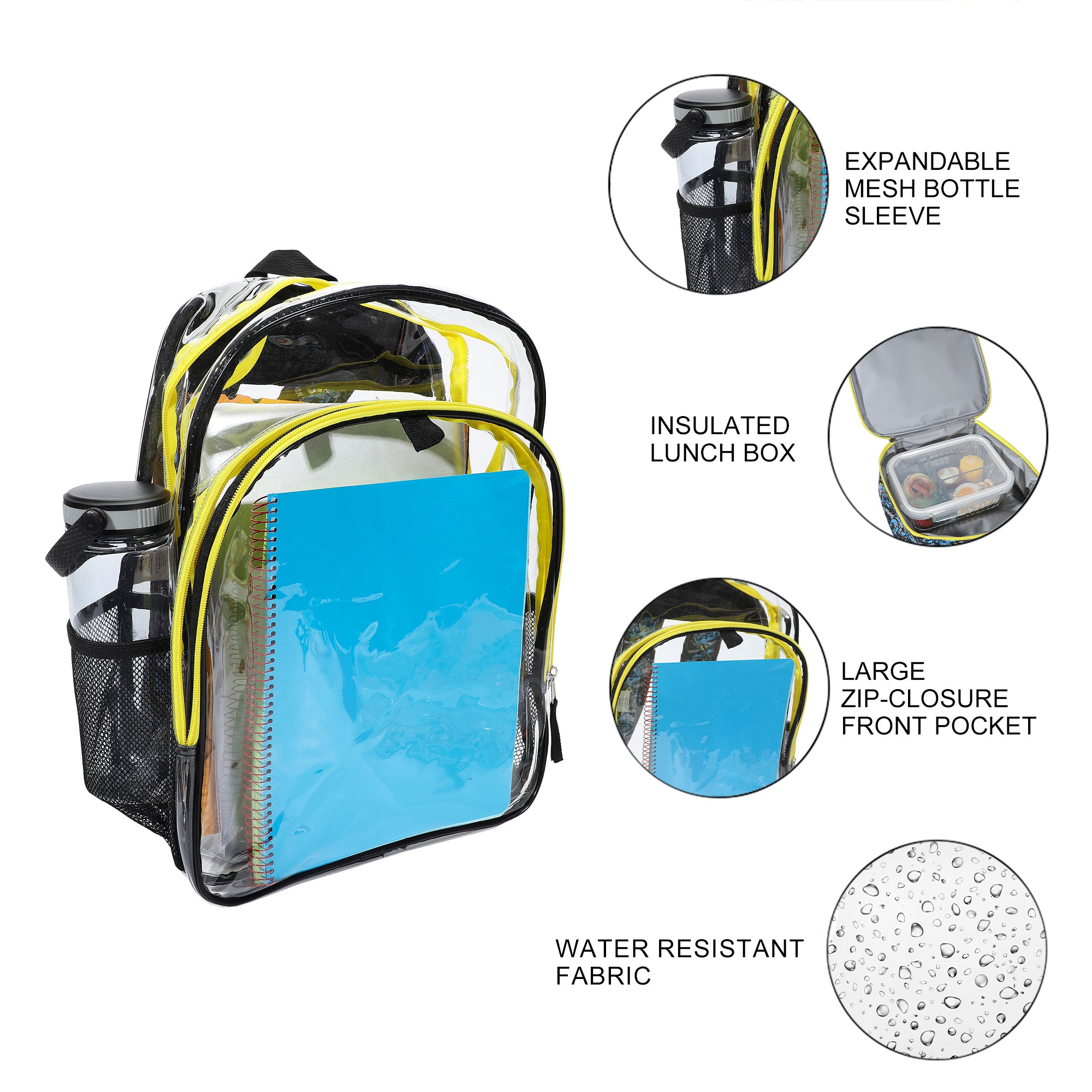 Batman 2-Piece 16" Kids Clear Backpack & Lunch Box Set For School And Travel