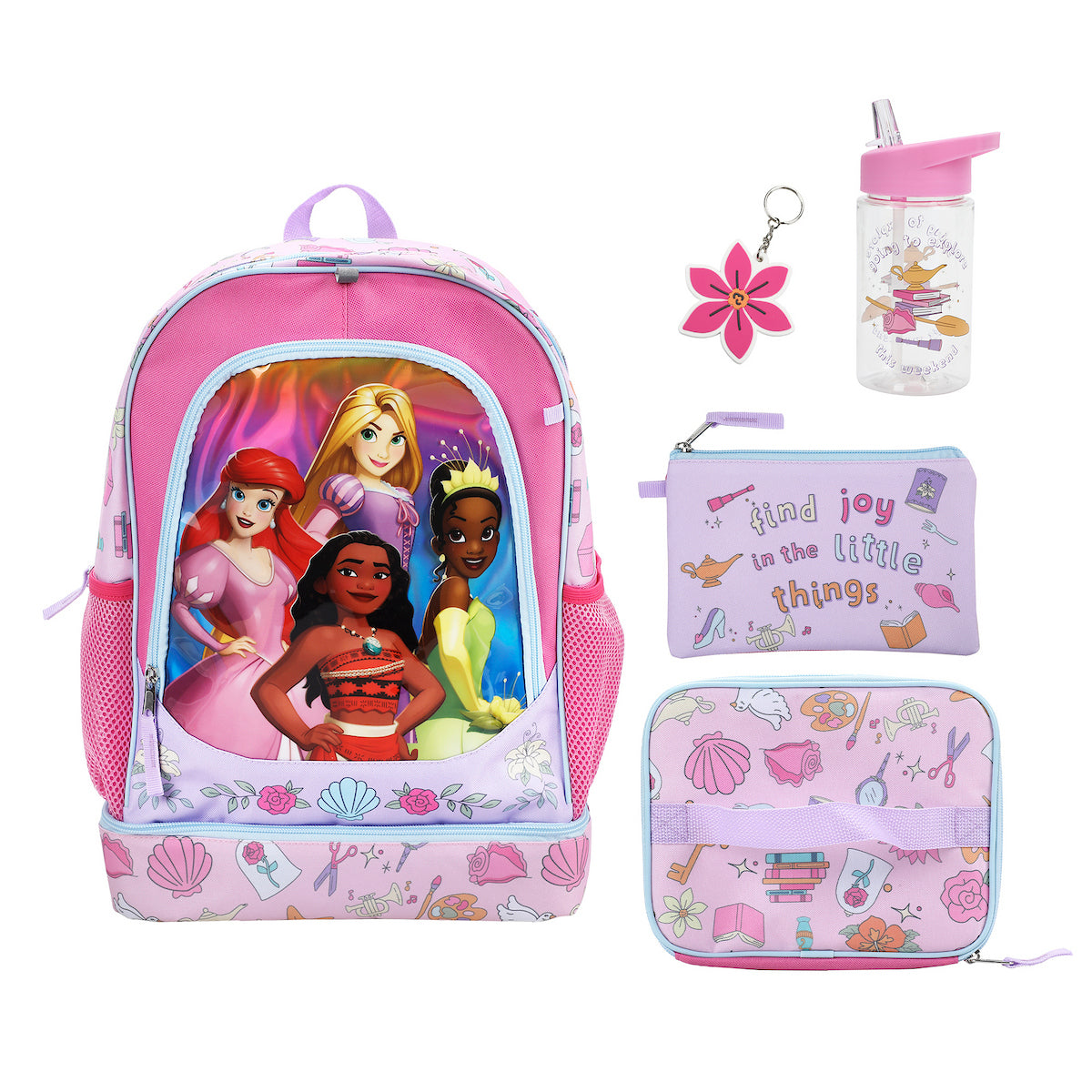 Disney Princess Favorite Characters 5-Piece 17” Backpack And Lunch Set For School & Travel