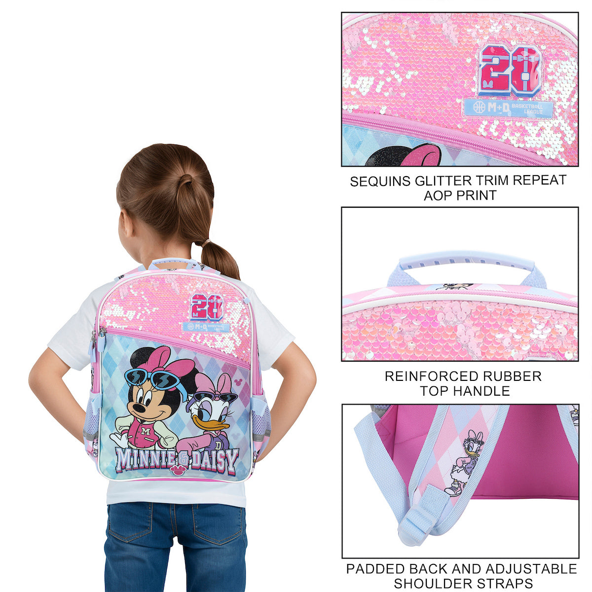 Minnie Mouse M 28 Classic 5-Piece 16” Backpack And Lunch Set For School & Travel