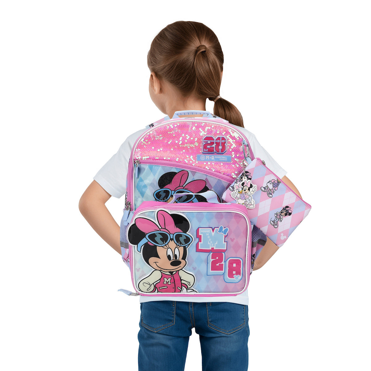 Minnie Mouse M 28 Classic 5-Piece 16” Backpack And Lunch Set For School & Travel
