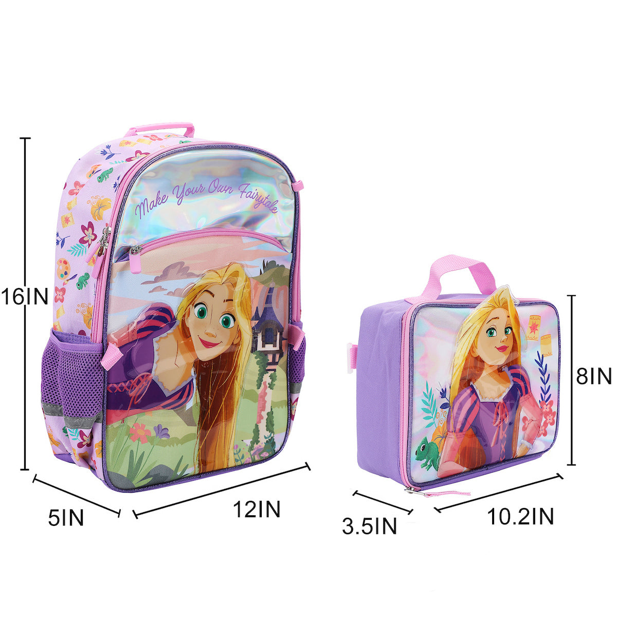 Disney's Tangled Rapunzel 5-Piece 16" Youth Backpack And Lunch Set For School & Travel