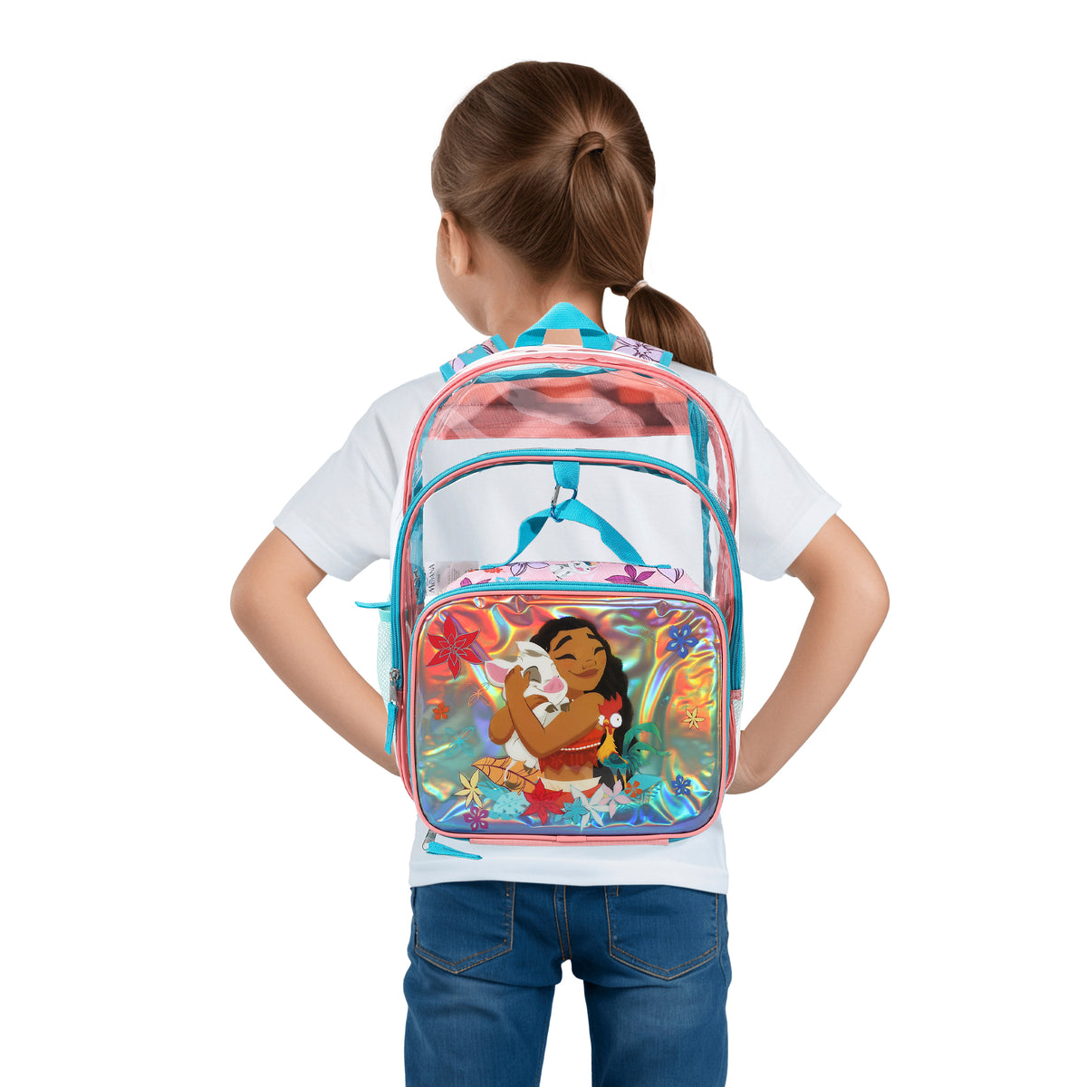 Disney Moana and Pua 2-Piece 16" Kids Clear Backpack & Lunch Box Set For School And Travel