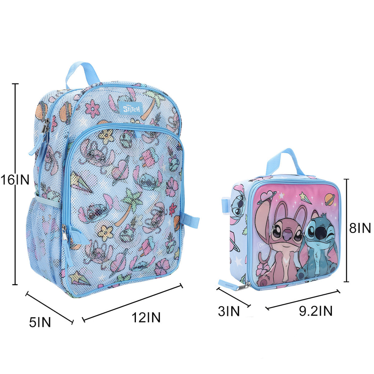 Lilo & Stitch Angel & Stitch All-Over Print 16" Backpack With Lunch Kit
