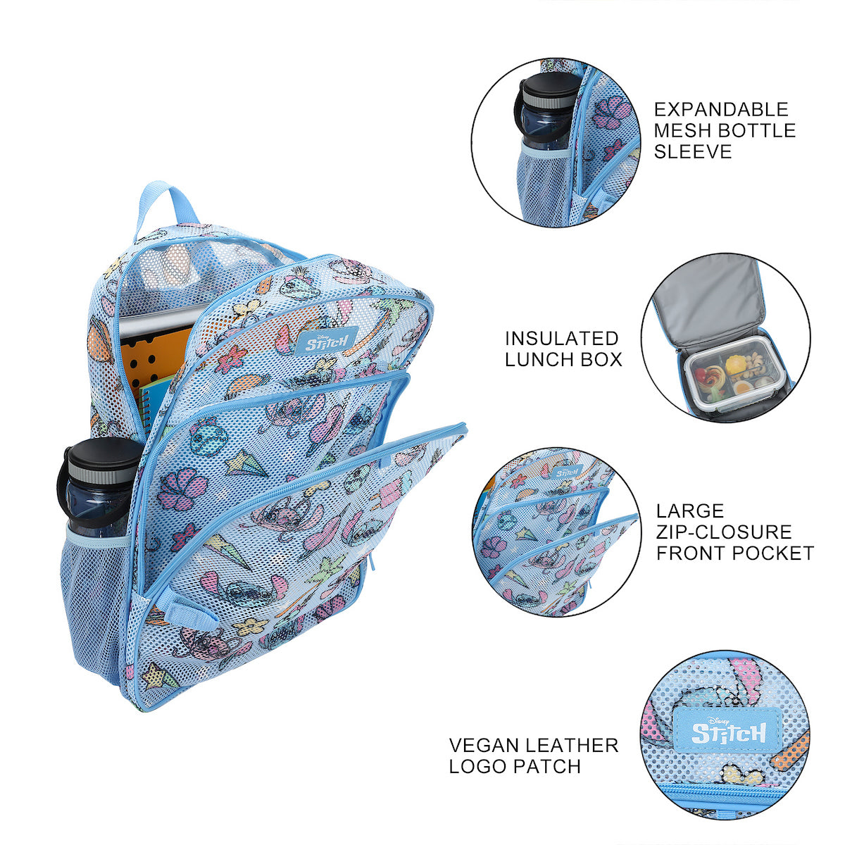 Lilo & Stitch Angel & Stitch All-Over Print 16" Backpack With Lunch Kit