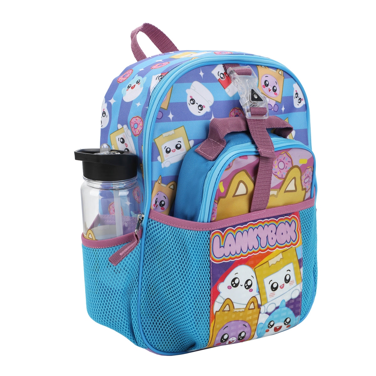 LankyBox 3-Piece Toddler Backpack & Lunchbox Set With Water Bottle
