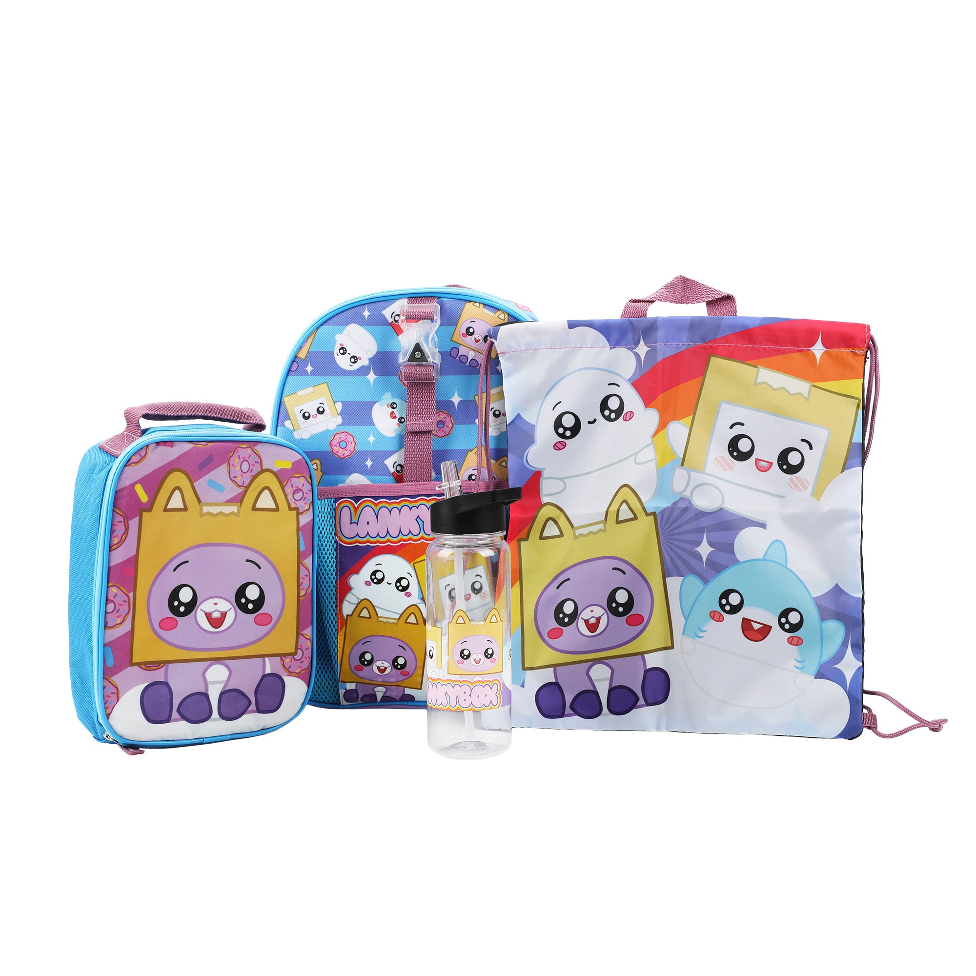 LankyBox 3-Piece Toddler Backpack & Lunchbox Set With Water Bottle